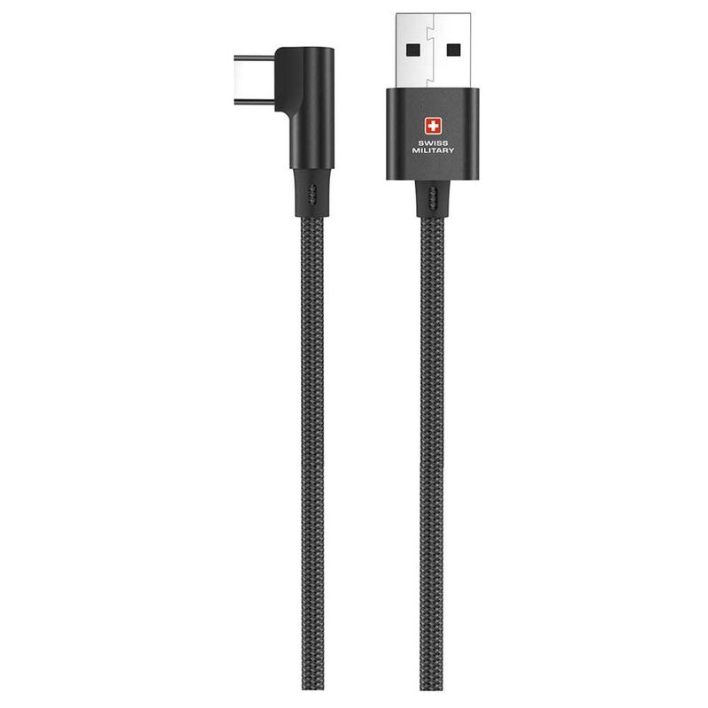 Swiss Military SM-CB-AC60W-BLK USB To Type C 2m Braided Cable - Black