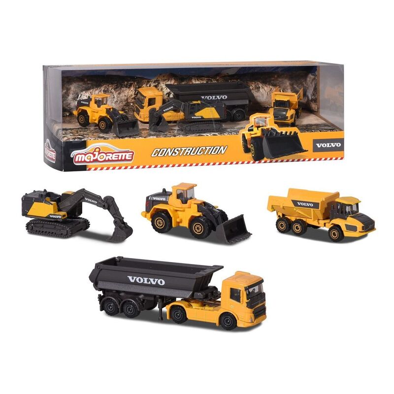 Majorette Volvo Construction Vehicles Set Of 4 1/64 Diecast Cars