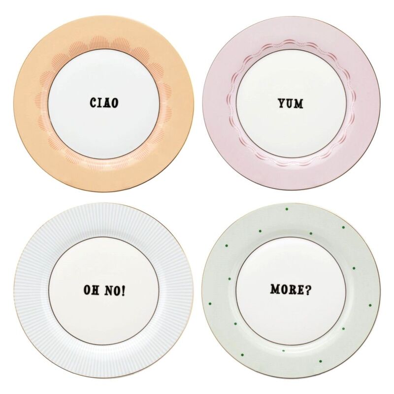 Yvonne Ellen Slogan Side Plates (Set Of 4)