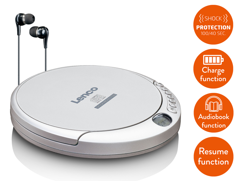 Lenco CD-201 Discman CD Player with Anti-Shock Silver